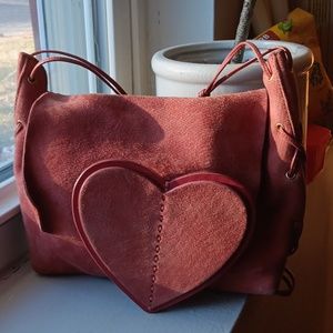 Gucci suede pink heart bag